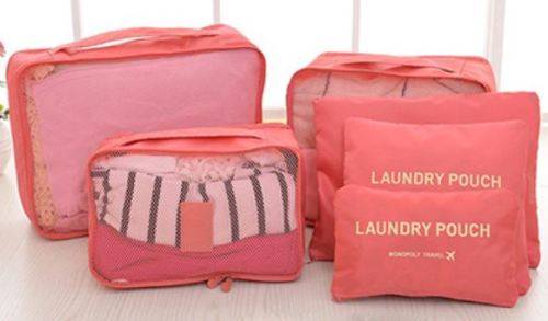 TRAVEL ORGANISER LUGGAGE SET 6 PIECES POUCHES - STORAGE ORGANISERS BAGS CHRISTMAS GIFTS