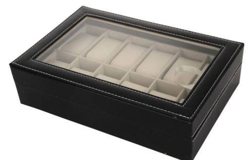 Watch Box Case 12 Slot Grids