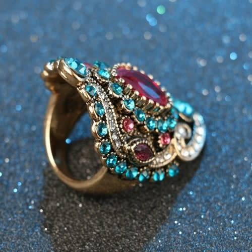 Beautiful Bohemian Crystal Ruby Ring