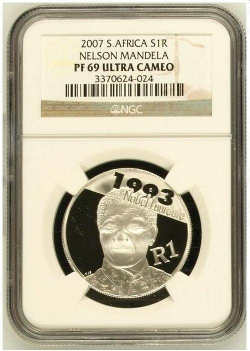 NELSON MANDELA NOBEL LAUREATE - PF69UC - SILVER R1 2007   - NGC Graded (Generic Image)