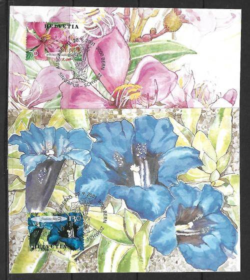 Helvetia Maxi Cards 2001 - set of 4 - unused - Flowers