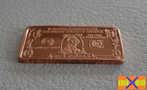 USA $1 Bill Bullion Bar 5 gram  Fine Copper