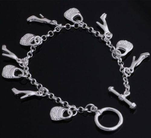Silver Shoe & Purse Charm Bracelet