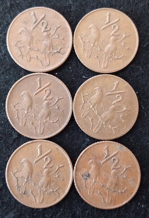 6x 1970 1/2 Cent coins  (As per photo)