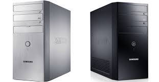 desktop tower with keyboard and mouse