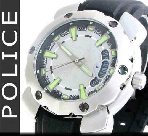 POLICE Citation-X Men Black Rubber Silver Dial Date Wrist Watch 100% AUTHENTIC IN BOX W/P