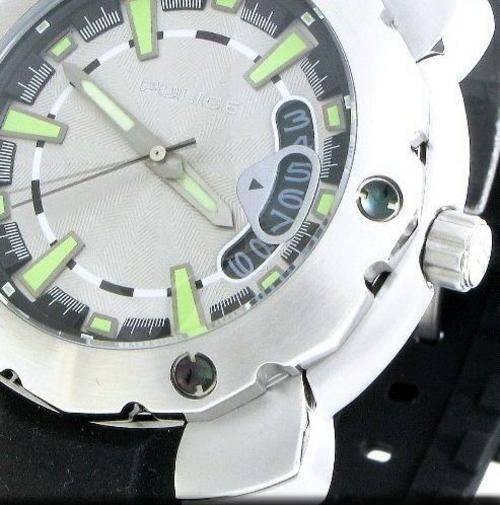 POLICE Citation-X Men Black Rubber Silver Dial Date Wrist Watch WITH BOX AND PAPERS