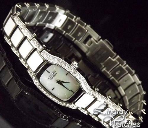 Citizen Eco-Drive Ladies Normandie Crystal White Bracelet Watch EW9780-81D