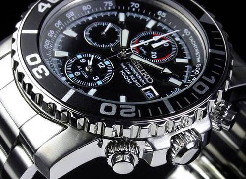 SEIKO*TOP NOTCH*BLACK SUBMARINE ROTATING BEZEL CHRONO~ALARM SERIES 100 METER+R5999.99+FULLY LOADED!!