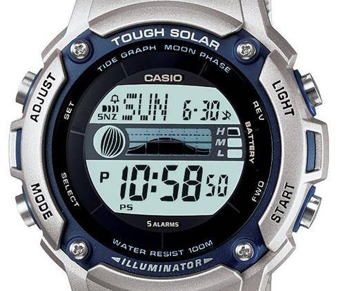 CASIO Men's TOUGH SOLAR Powered MOON TIDE GRAPH Stainless Steel Watch++IN STOCK++