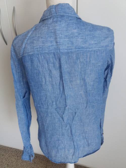 BLUE LINEN-BLEND SHIRT