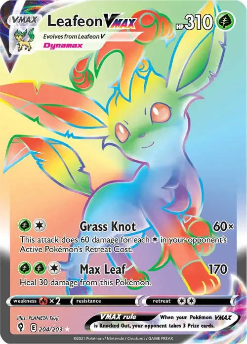Pokemon TCG: Leafeon VMAX (Secret Rare) - SWSH07: Evolving Skies (SWSH07)