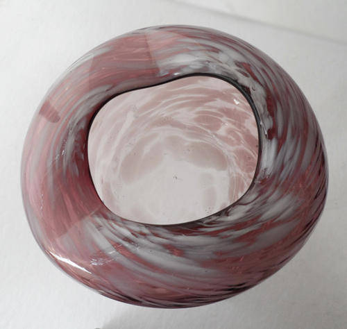 VINTAGE MURANO FREEFORM PINK AND SWIRL CLOUD ART GLASS DISH