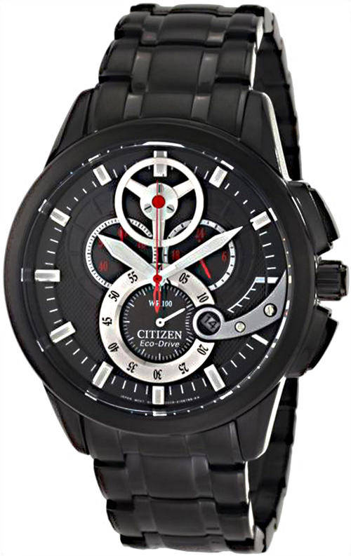 Late listing! CITIZEN ECO-DRIVE MEN'S BLACK IP CHRONOGRAPH SPORTS WATCH