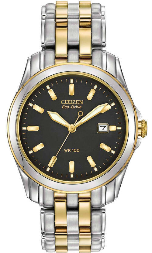 Weekend Bargain! CITIZEN ECO-DRIVE TWO-TONE BLACK DIAL Stainless Steel Men's Watch
