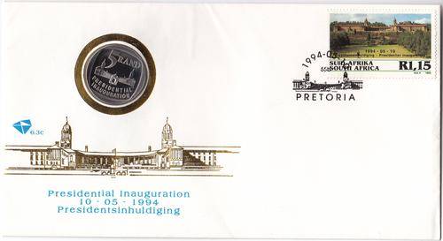 Proof 1994 RSA Inauguration coin on FDC 6.3C - Original Coin
