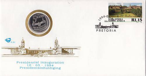 Proof 1994 RSA Inauguration coin on FDC 6.3C - Original Coin