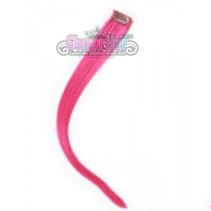 heat resistant streak clip in hair streak -bright  Pink - 18" long