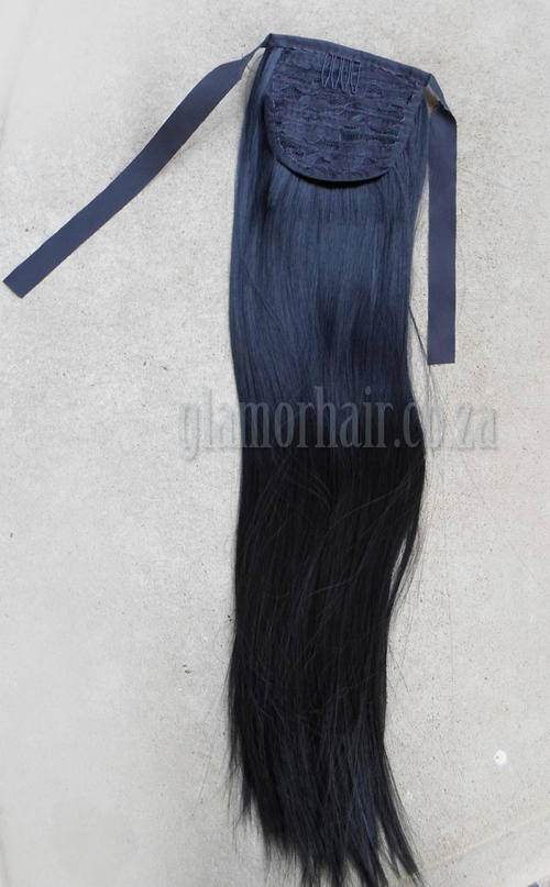 Natural black tie on straight Ponytail hair piece -AAA grade fibre