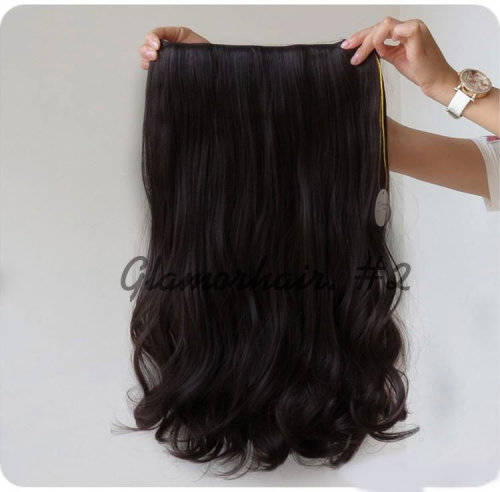 SALE -#2 dark brown color clip in hair extensions 60cm 1pc full head