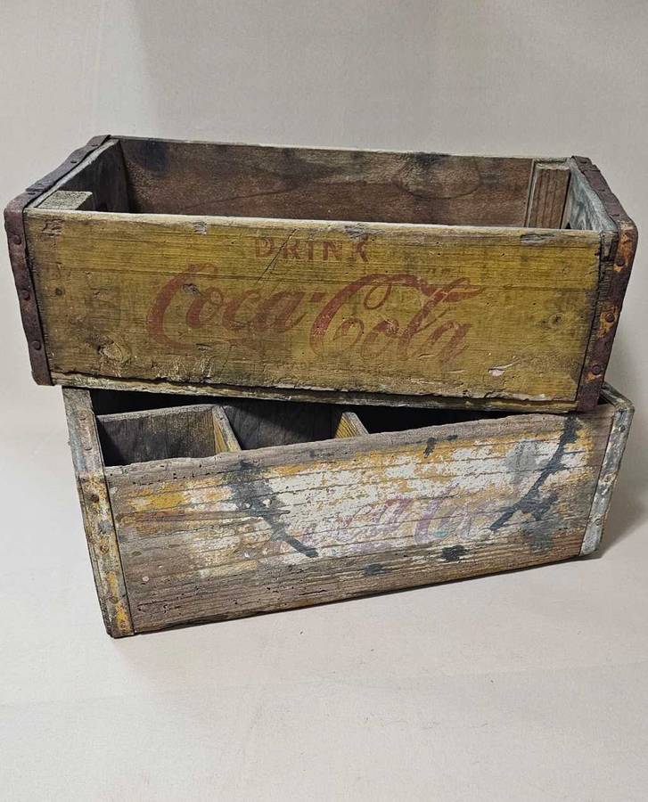 Vintage Coca Cola 1960`s Wooden Crates (x2)