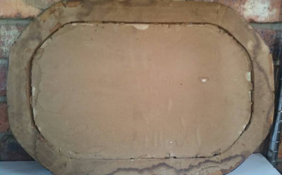 Vintage oil painted wood serving tray