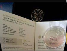 2017 KRUGERRAND PREMIUM UNC 999 1oz FINE SILVER