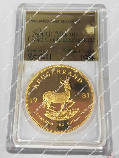 *#* 1981 Proof Krugerrand 1 Ounce in SAGCE capsule *#*