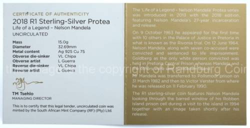 *#* 2018 Silver Uncirculated R1 Mandela Life of A Legend Protea Coin *#*