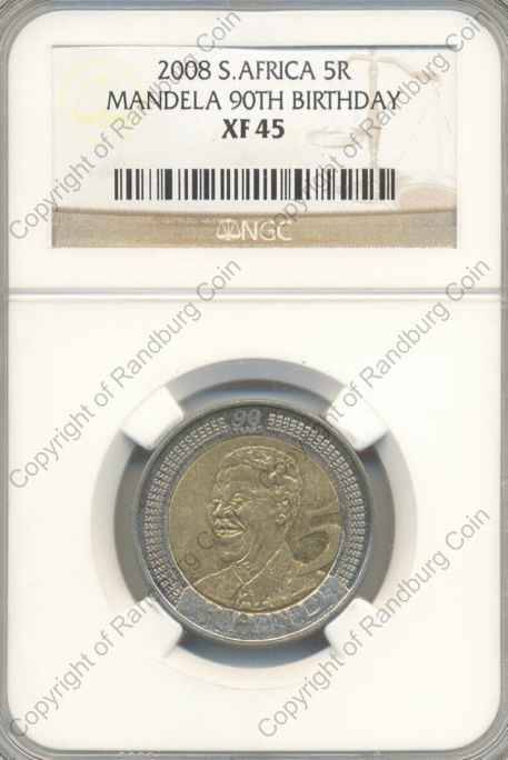 *#* 2008 Mandela 90th Birthday R5 NGC Graded XF45 *#*