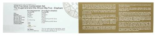 *#* 2019 Fine Silver Proof 1oz Krugerrand with Mintmark and 1oz Big Five Elephant Combo Set *#*