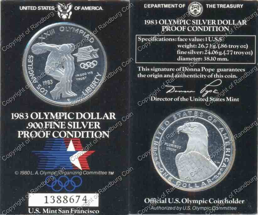 *#* USA 1983 Proof Silver Dollar - 84 Olympics *#*
