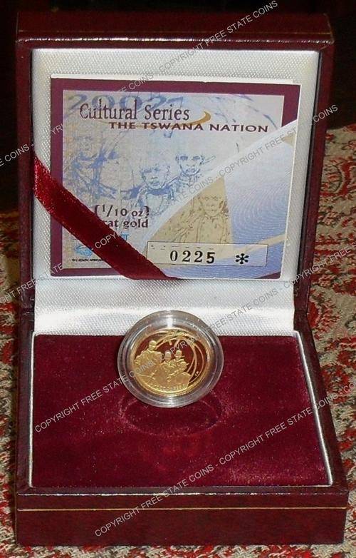 2002 Gold R1 Cultural Series Proof 1/10oz Gold Coin - The Tswana Nation