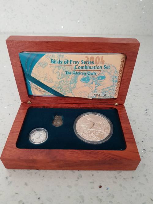 2004 SILVER BIRDS OF PREY SERIES AFRICAN OWLS COMBO SET - FREE DELIVERY UNINSURED