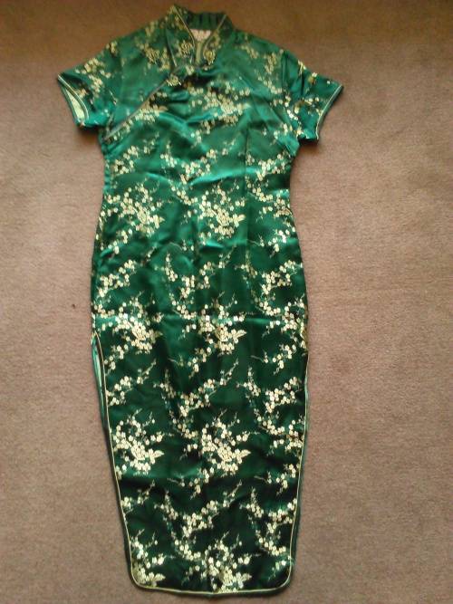 Chinese-style dress, beautiful emerald green