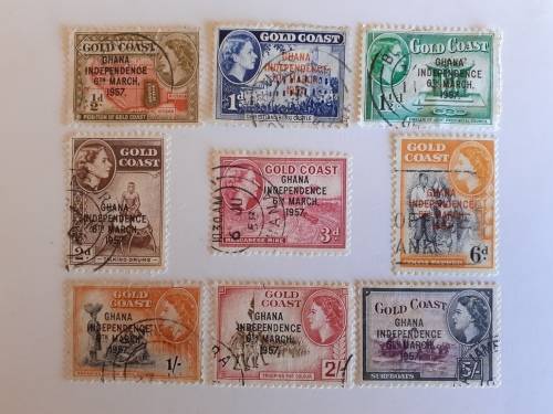 Gold Coast 1957 QEII Local Motifs with "Ghana Independece" overprint
