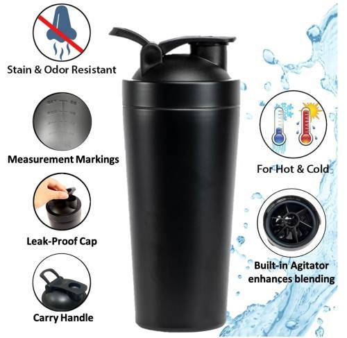 Stainless Steel Shaker Bottle - 750ml - (Black, Pink, White)