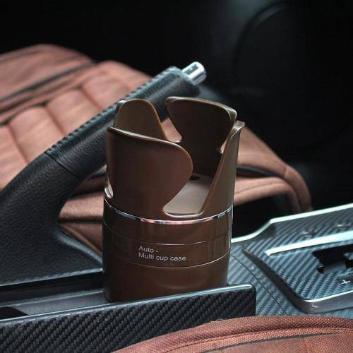 Multi-Cup Car Cup-Holder and Storage - Brown