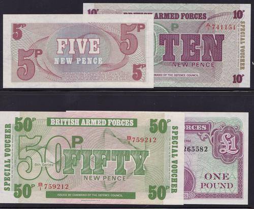 British Armed Forces UNC Set 5p, 10p, 50p and 1 Pound