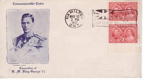 Coronation of H M King George VI - Nice Coronation Flag Cancellation