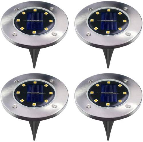 4PCS Solar Powered 8 LED Ground Light For Borders Driveway Pathways