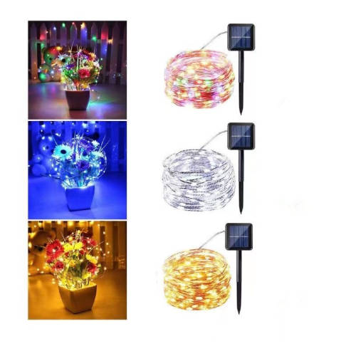 10m Solar Powered Fairy LED String Lights - 2 Pack - white