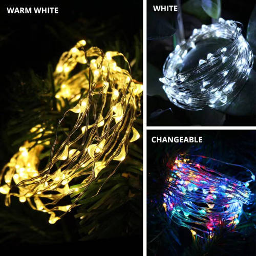 10m Solar Powered Fairy LED String Lights - 2 Pack - white