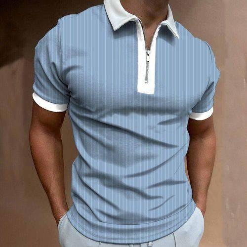 APEY Golf Shirt Collared T Shirts For Men Stretch Fit Polo Shirts - SkyBlue - M
