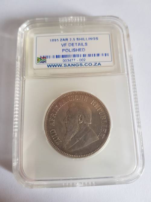 1895 ZAR 2.5 SHILLING VF DETAILS POLISHED