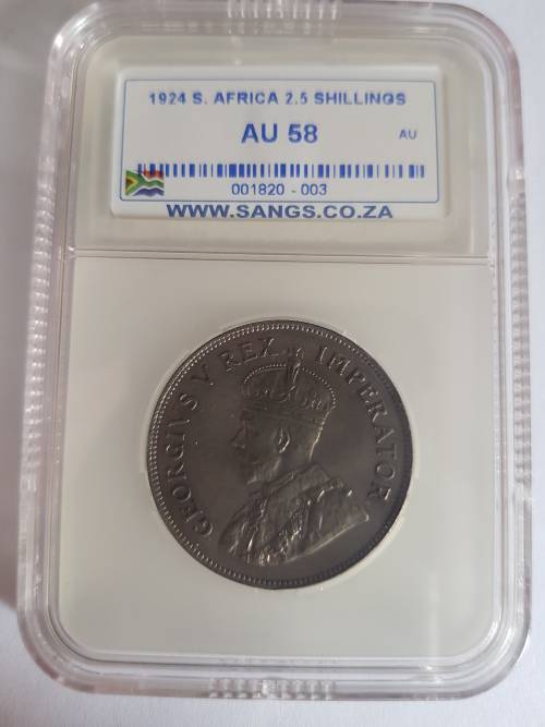 1924 S.AFRICA 2.5 SHILLINGS AU58
