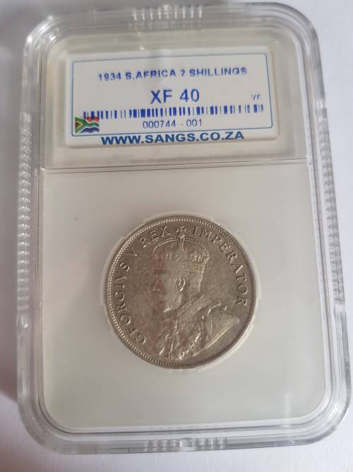 1934 S.AFRICA 2 SHILLINGS XF 40
