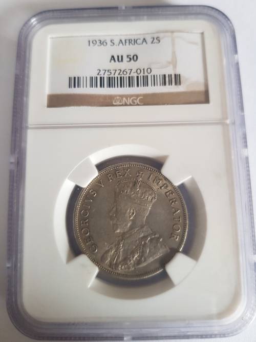 1936 S.AFRICA 2SHILLINGS AU50