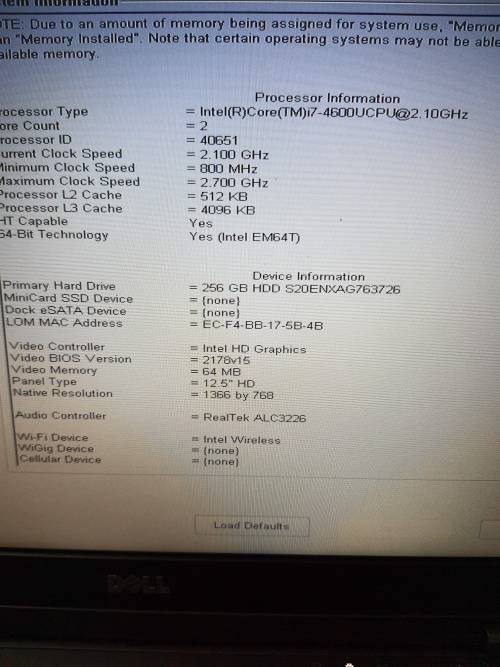 DELL E7240 CORE I7 LAPTOP