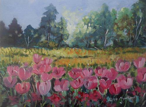 Crazy Special...Bids start with R1.00...!!! Acrylic Painting by Patty Mynhardt "Tulip Field"